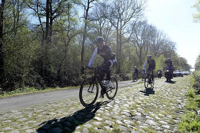 Fabian Cancellara on the cobbles of Arenberg