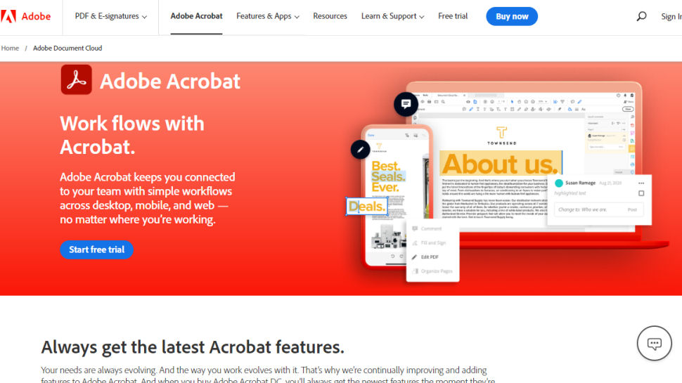 Website screenshot for Adobe Acrobat Pro DC