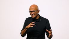 Microsoft CEO Satya Nadella pictured speaking on stage at the Microsoft AI Tour at TikTok Entertainment Centre on April 23, 2026 in Sydney, Australia.
