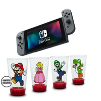 Nintendo Switch (Gray) with Mario Glassware bundle: