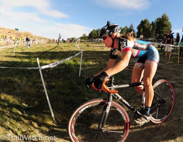 Barb Howe (Ibis and the Danger Twins) riding a turn that saw many mishaps.