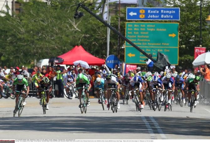 The sprinters switch across the road