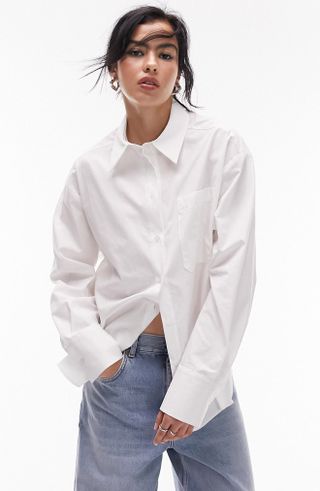 Oversize Cotton Poplin Button-Up Shirt
