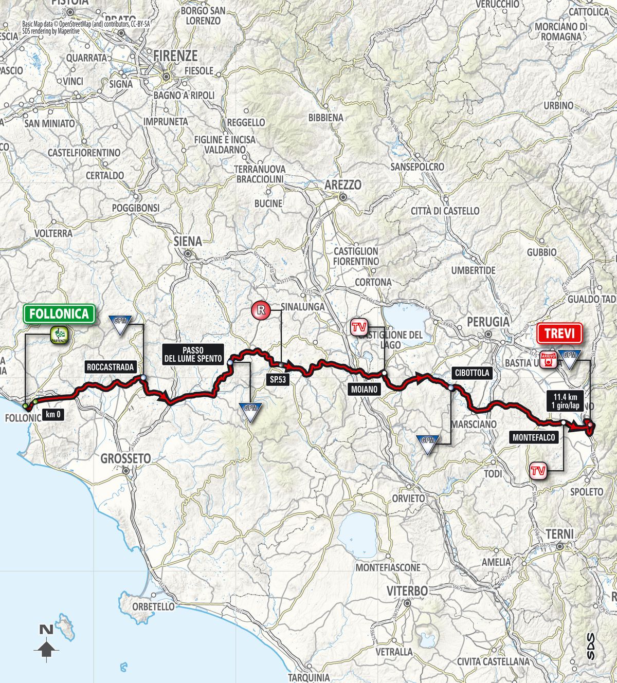 Tirreno-Adriatico stage 3: Follonica-Trevi