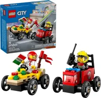 Lego City Pizza vs. Fire Truck Race Car