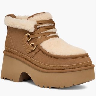 UGG Classic New Heights Genuine Shearling Lace-Up Bootie