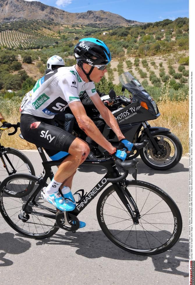 Chris Froome (Team Sky) after his fall
