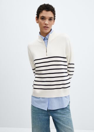 Striped Sweater With Zipper