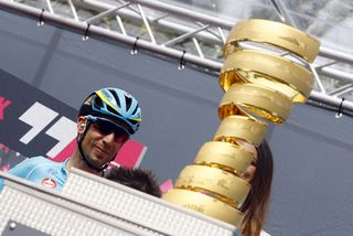 Vincenzo Nibali (Astana) eyes the Giro d'Italia trophy while signing in for stage 5