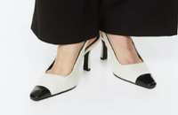 Textured Slingback Heels in White &amp; Black, H&amp;M | £35.00