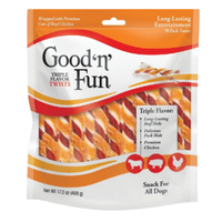 Good 'n' Fun Triple Flavor Chews Beef, Pork &amp; Chicken Twists Dog Chews