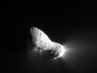This image of Comet Hartley 2 was captured by NASA's Deep Impact probe during its flyby of the comet on Nov. 4, 2010.