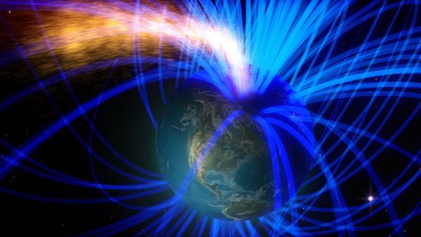 On the day side of Earth, magnetic reconnection funnels material and energy from the sun into Earth&#039;s magnetic environment.