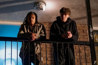 George MacKay and Percelle Ascott as graffiti pals Toby and Jay.