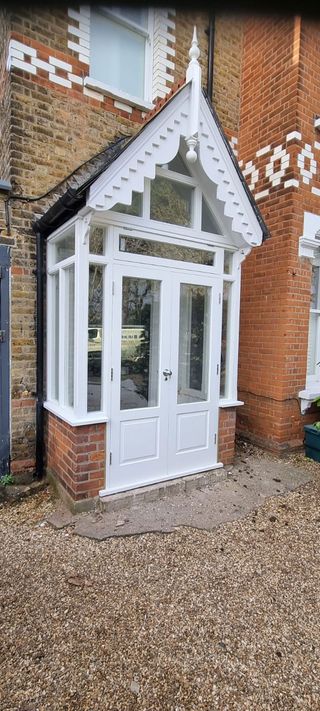 white painted timber porch