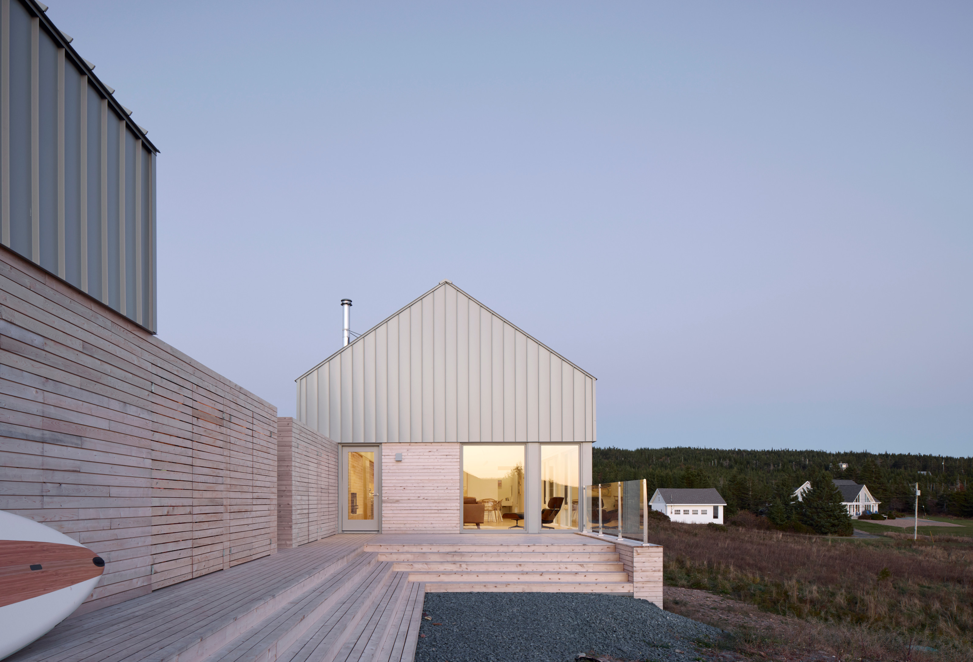 The oceanside facade of the new house