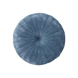 blue round velvet throw pillow