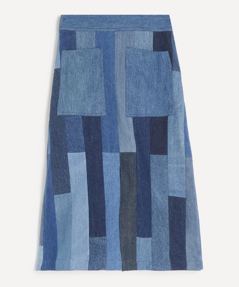 Gaby Patchwork Denim Midi Skirt