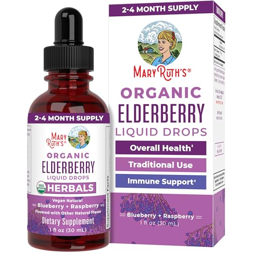 Maryruth Organics Elderberry Syrup | Usda Organic | Sugar Free Immune Support Supplement for Adults & Kids, Ages 1 | Vegan, Non-Gmo, Immune Boosters, Clean Label Project Verified | 1 Fl Oz
