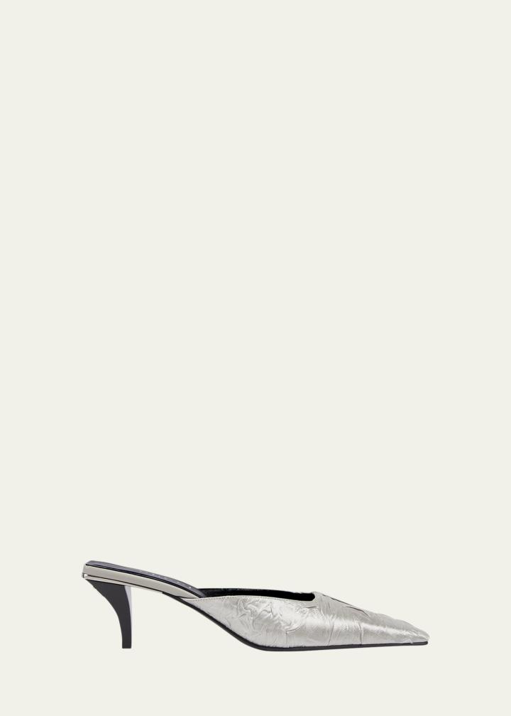 55mm Textured Metallic Silk Mule Pumps