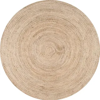 5' Round Hand Woven Rigo Jute Area Rug Natural - Nuloom