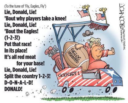 Political cartoon U.S. Trump NFL Philadelphia Eagles cancelled White House visit