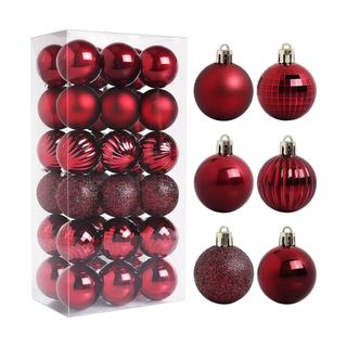 Red Christmas ornaments in pack