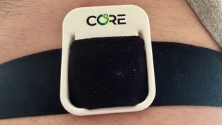 The CORE Body Temperature Sensor worn on the author's body via the Polar H10 strap