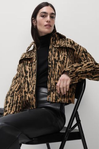 M&S Animal Print Trucker Jacket with Wool