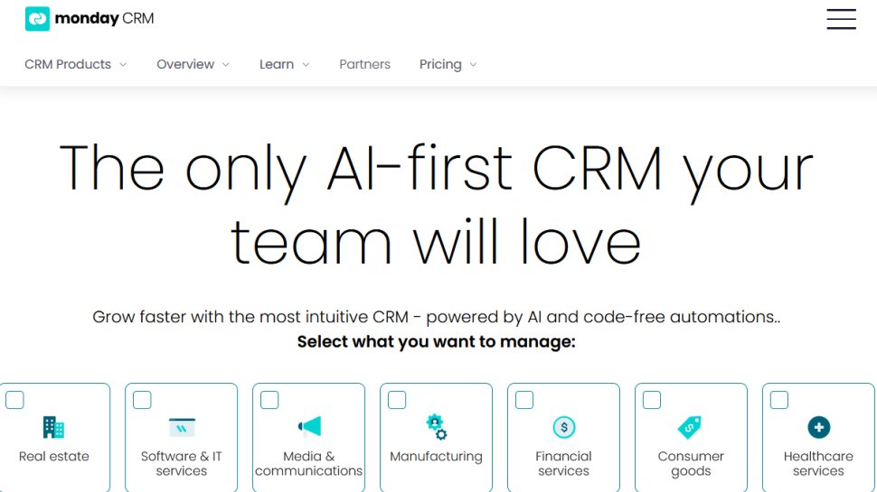 Monday Sales CRM website screenshot (March 2026).
