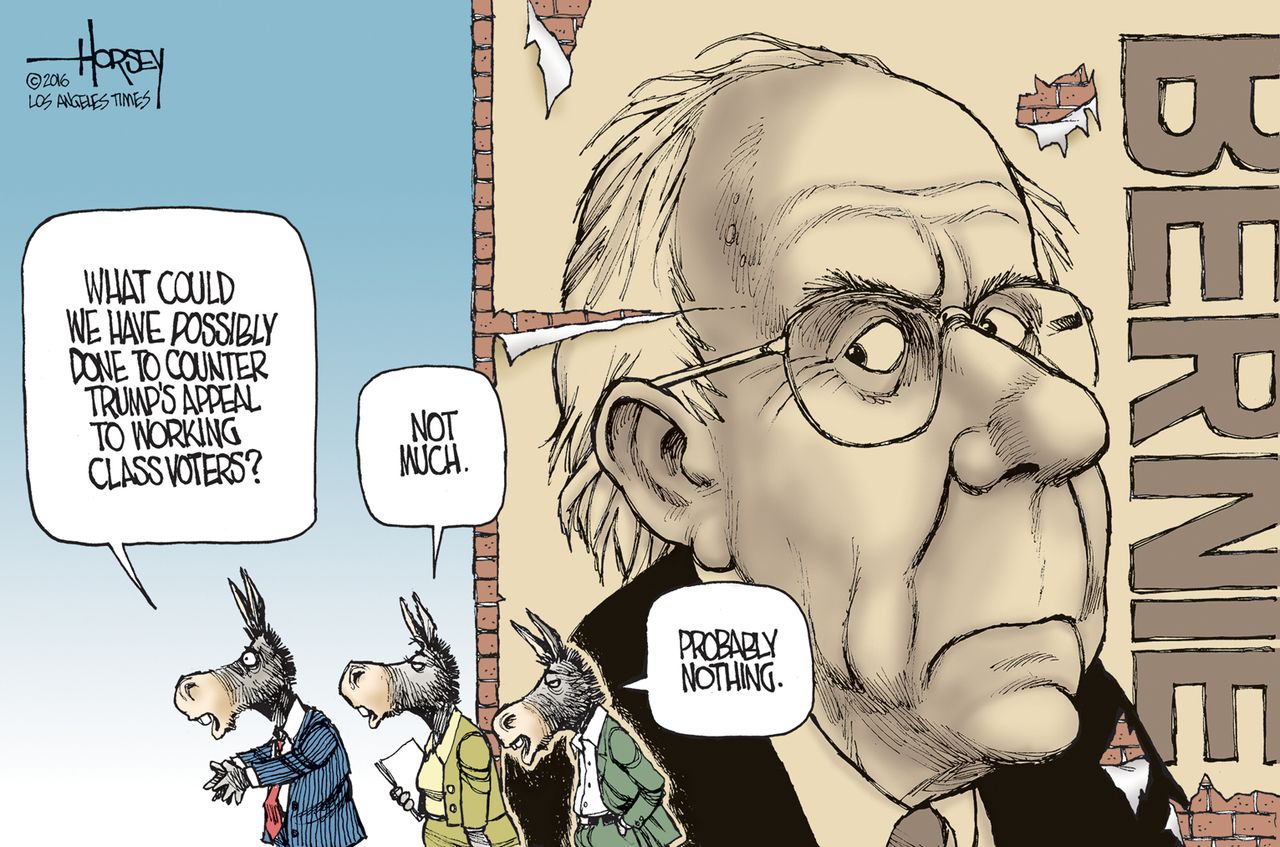 Political cartoon U.S. Democrats Bernie Sanders neglect