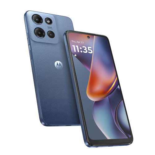 Motorola Moto G (2025) square render in blue showing front and back 