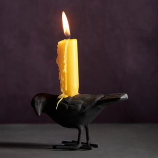 Black crow candle holder