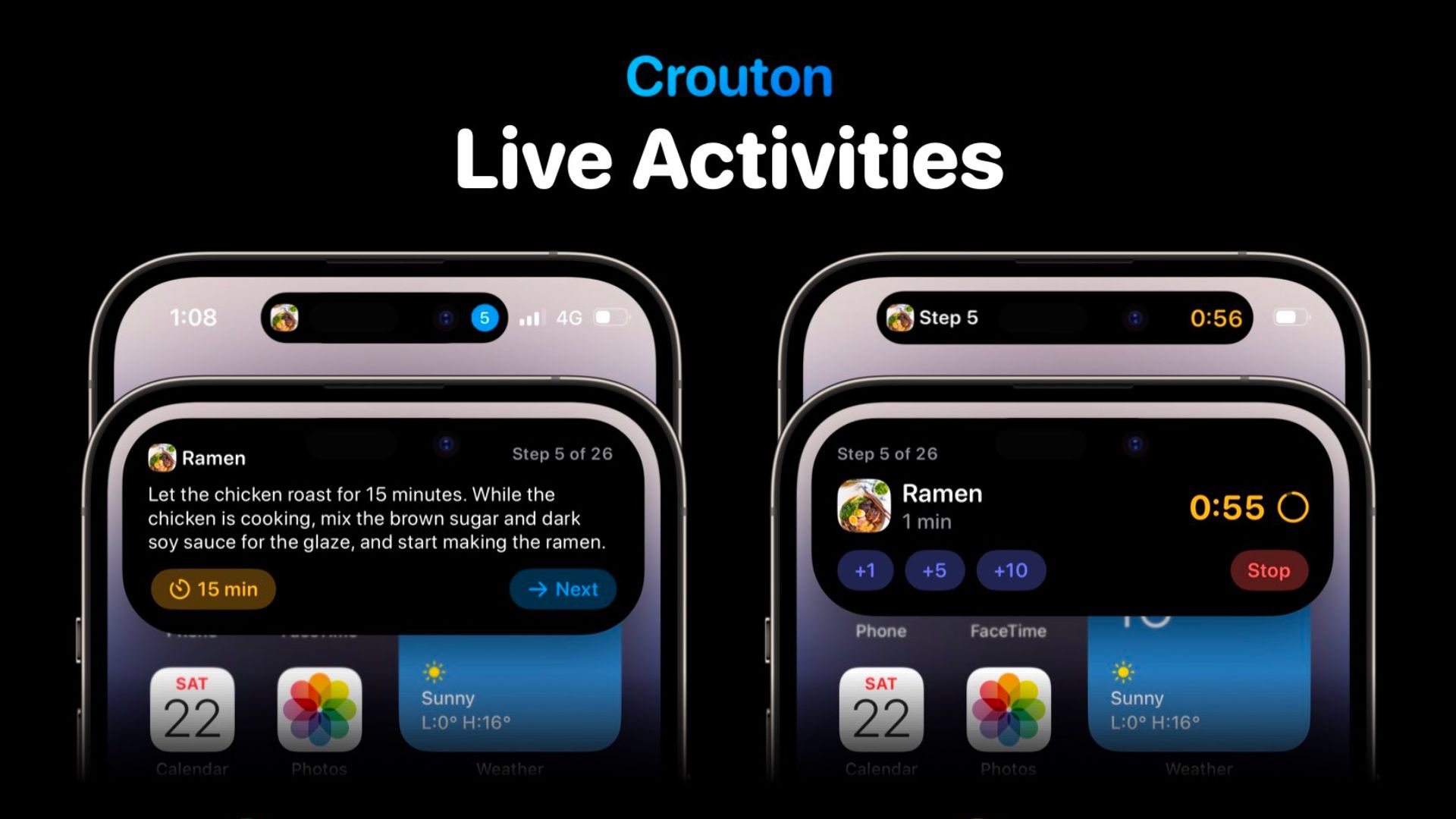 Crouton app Live Activities on iPhone