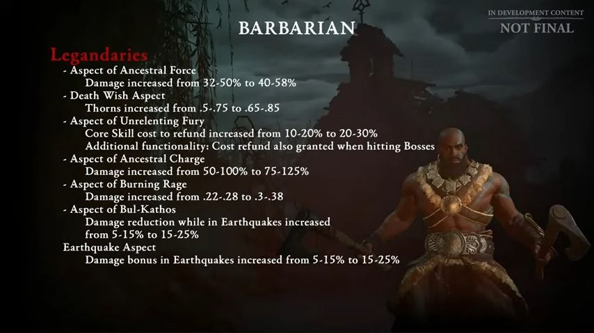 Class changes for Barbarian coming in Patch 1.1.1