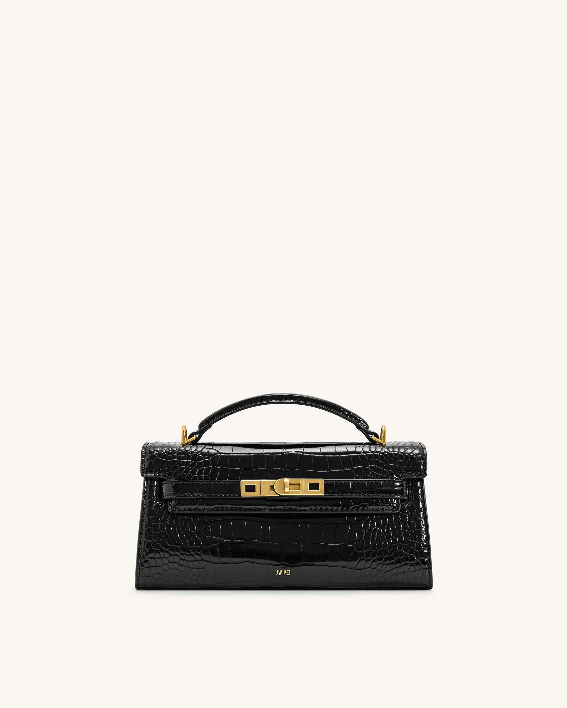 Noor Top Handle Bag - Black Croc