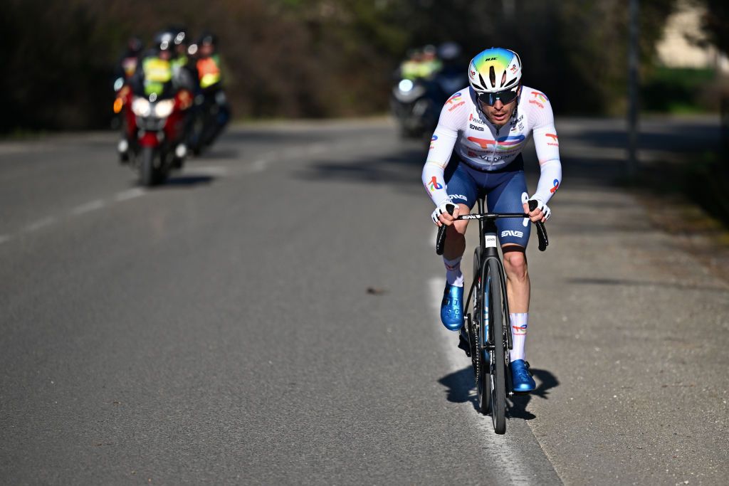 SAINTVICTORET FRANCE FEBRUARY 14 Matteo Vercher of France and Team TotalEnergies competes in the breakaway during the 9th Tour de la Provence 2025 Stage 1a 1693km stage from Marseille to SaintVictoret on February 14 2025 in SaintVictoret France Photo by Billy CeustersGetty Images