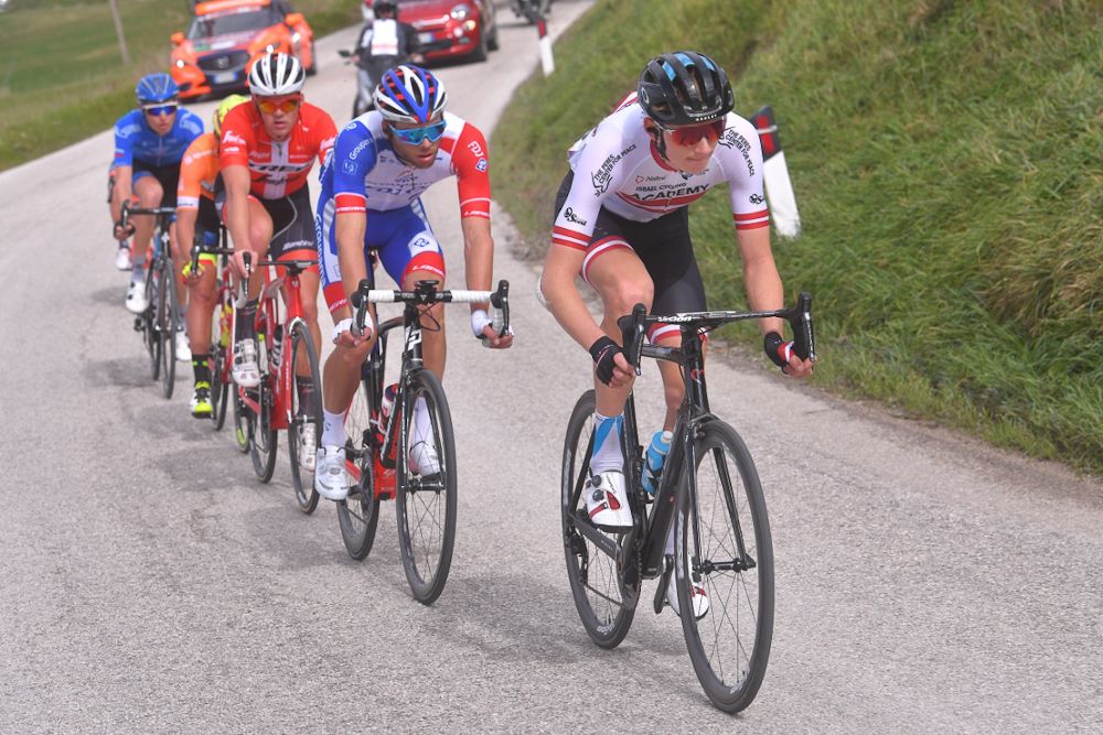 Israel Cycling Academy's Krists Neilands in the stage 4 breakaway at Tirreno-Adriatico