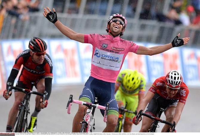 Michael Matthews (Orica GreenEdge) celebrates a stage 6 win at the Giro d'Italia