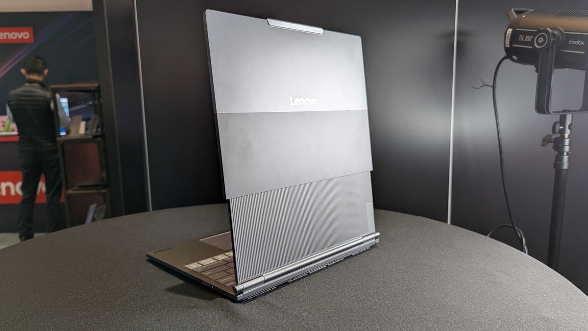 Lenovo ThinkBook Plus (Gen 6) laptop sample on display at CES 2025.