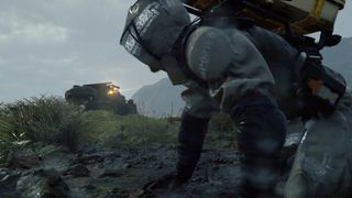 Death Stranding pelaaja iso kuorma selässään