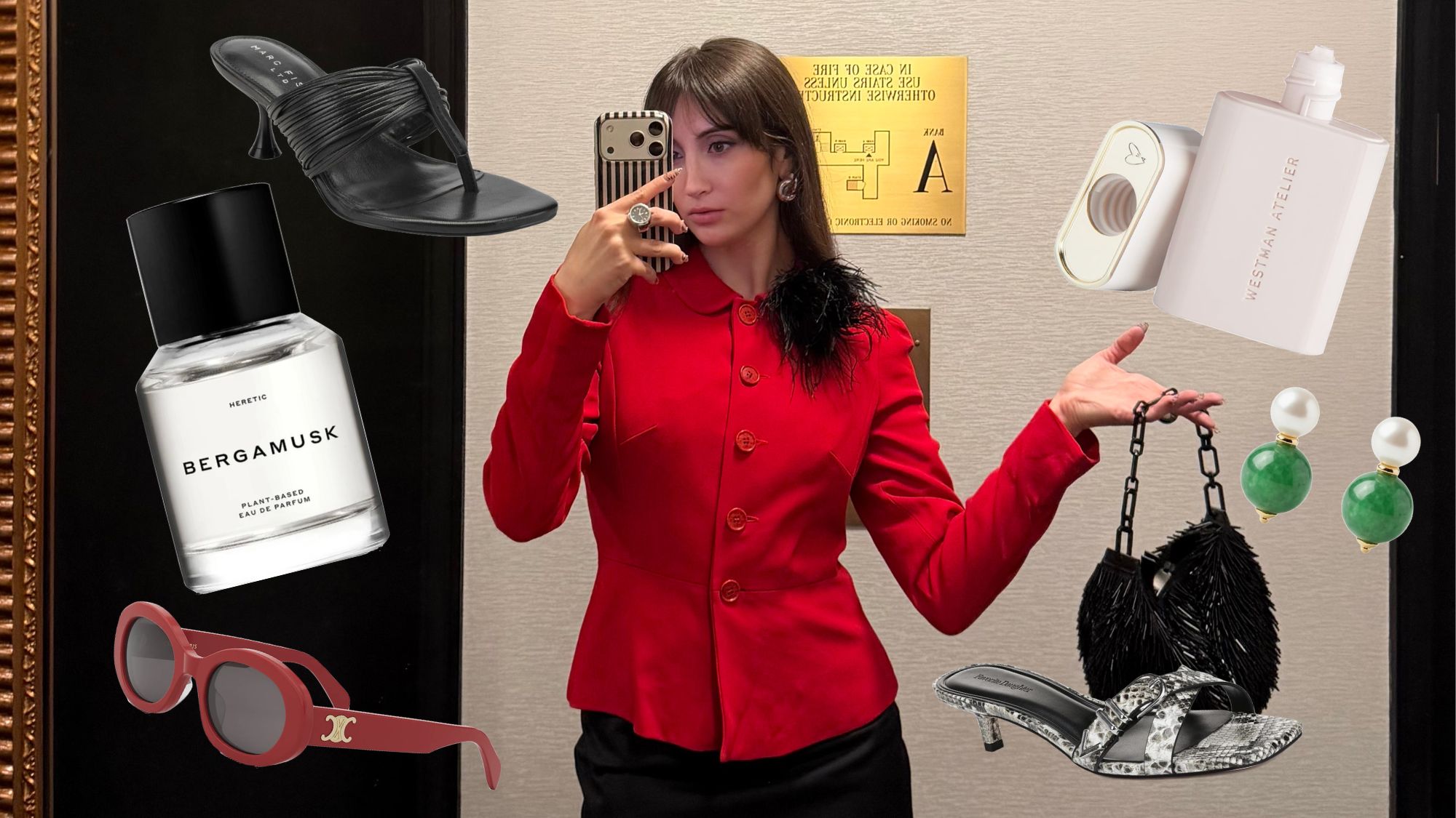 A collage of Alyssa Brascia surrounded by fashion and beauty products on sale at Nordstrom's Half-Yearly Sale.