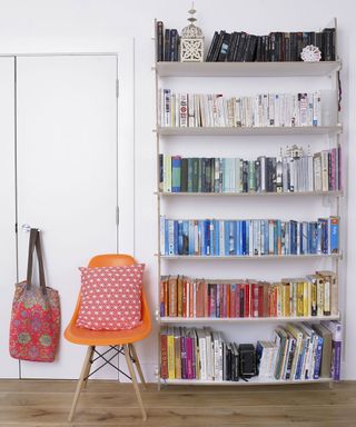 bookcase beside chair