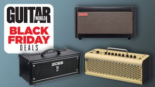Black Friday cheap amps round-up, including the Positive Grid Spark 40, Boss Katana and Yamaha THR