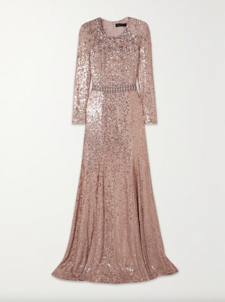 Jenny Packham Georgia Crystal-Embellished Sequined Tulle Gown