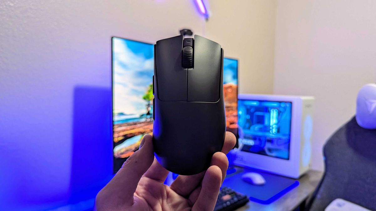 Image of the Razer DeathAdder V4 Pro wireless gaming mouse.