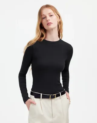 Drapey Rib Long-Sleeve Tee