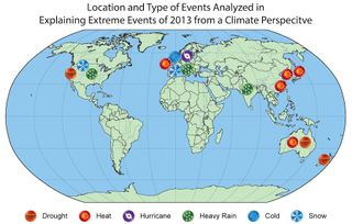 Map of extreme weather events 2013