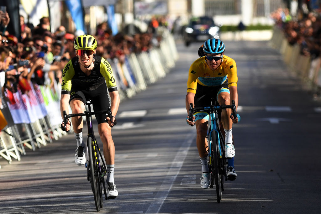 Jack Haig (Mitchelton-Scott) takes the win over Jakob Fuglsang and Mikel Landa