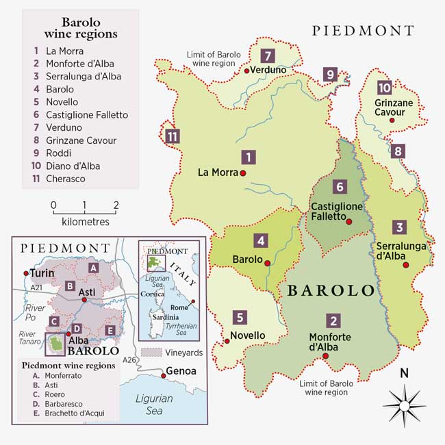 Barolo 2008 panel tasting map